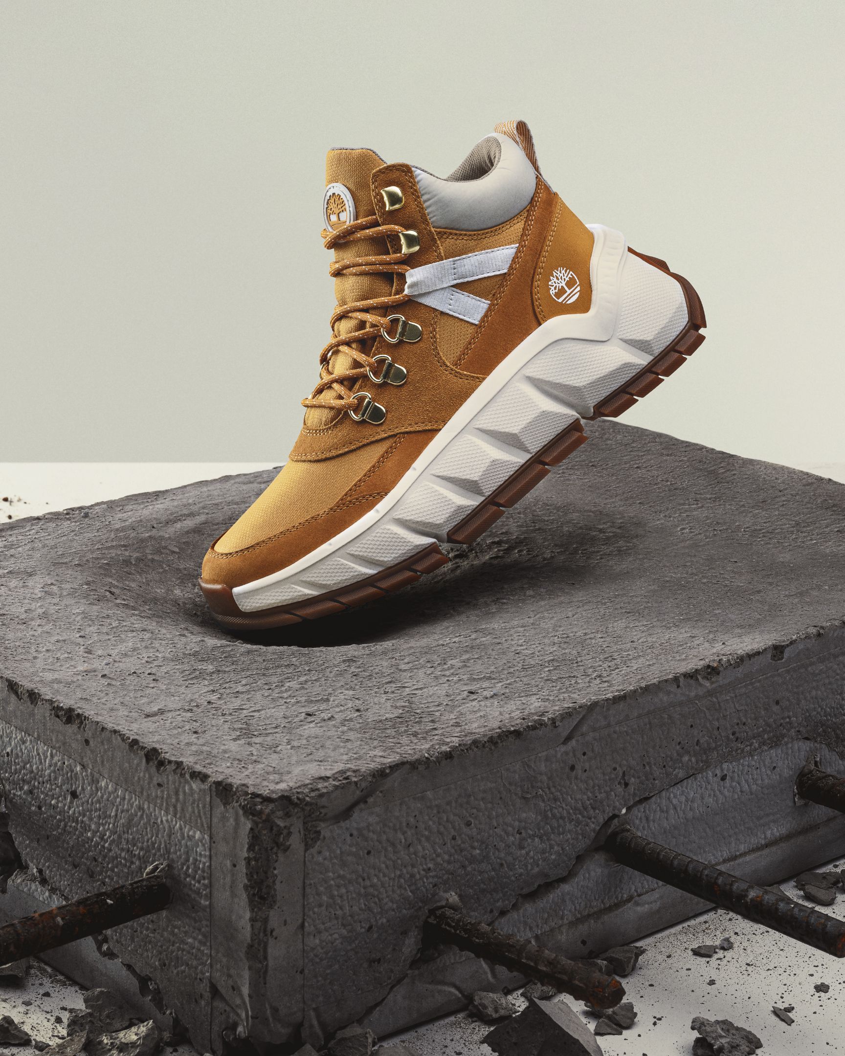 Timberland Greenstride Turbo Hiker TBL on concrete square with rebar