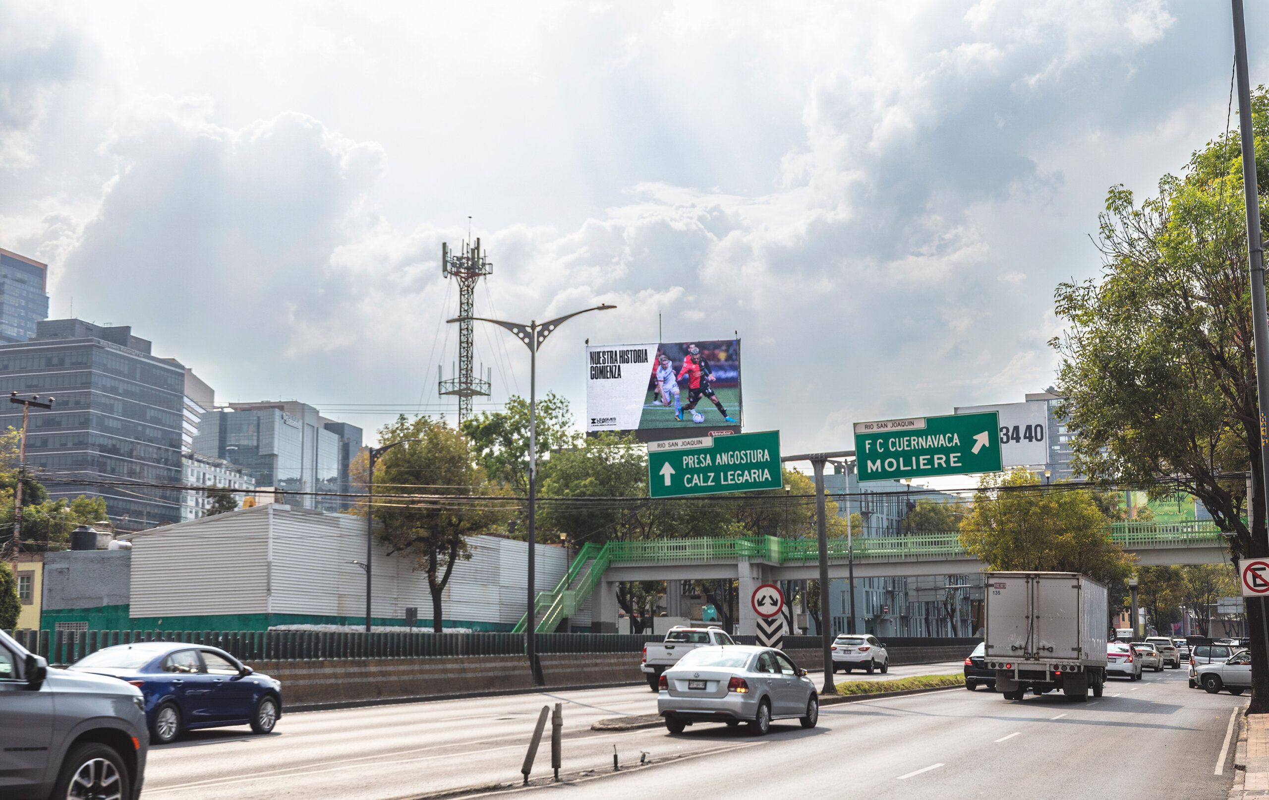 Nuestra Historia Comenza - Leagues Cup 2023 billboard along a highway in Mexico