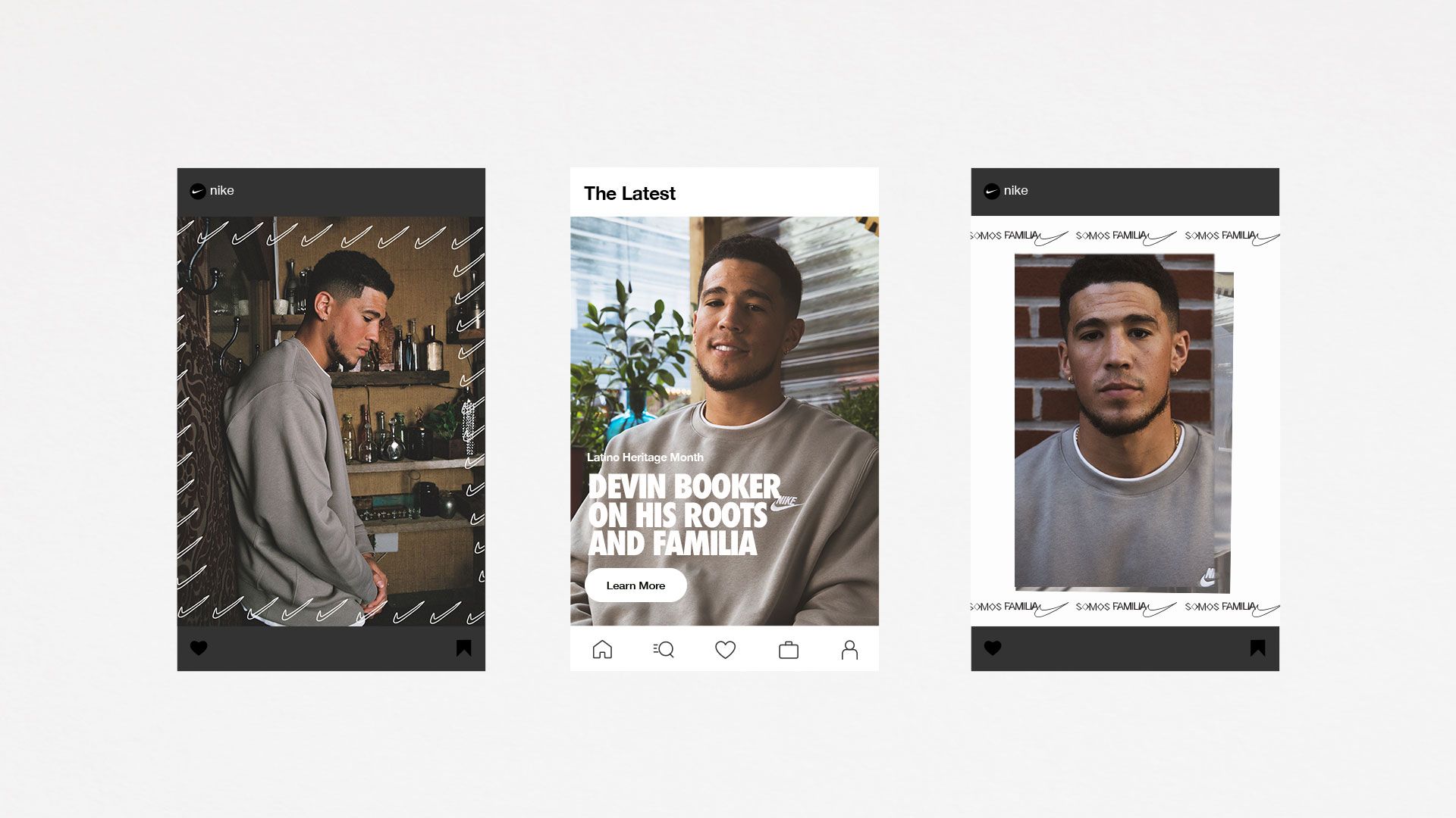 Instagram posts from @nike of Devin Booker on his roots and familia