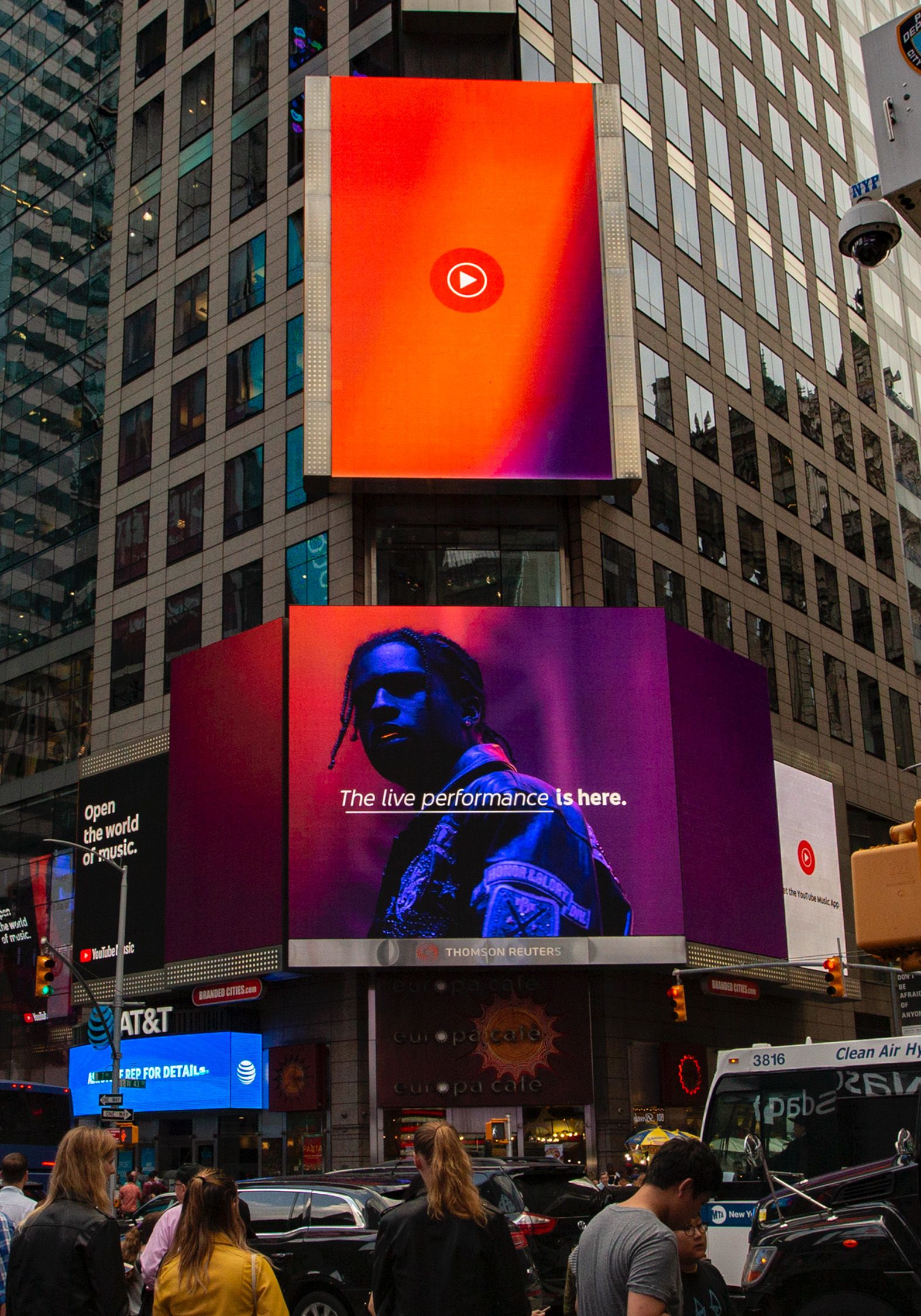 ASAP Rocky YouTube Music Digital Billboard on corner of skyscraper