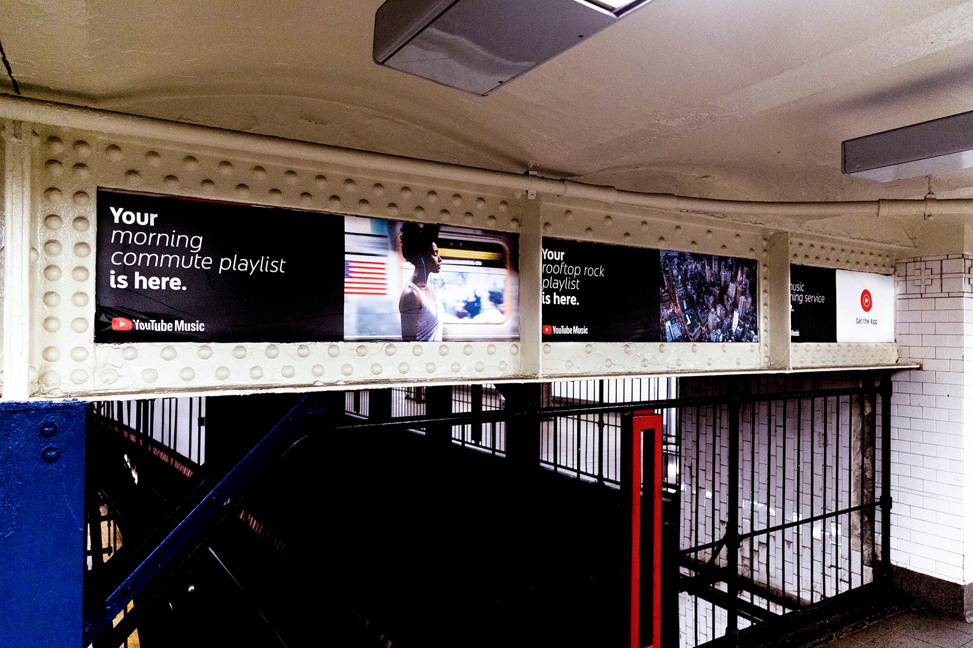 YouTube Music ads above entrance to Union Square train station. Your morning commute playlist is here.