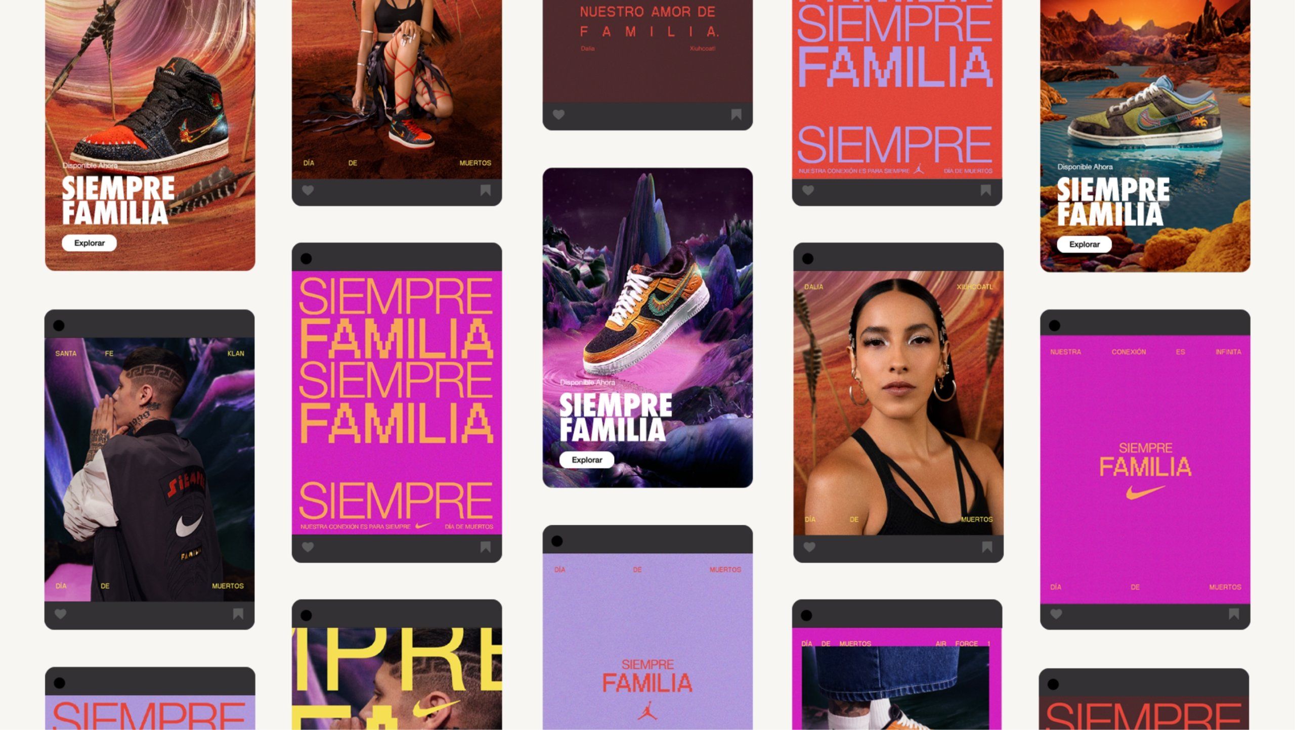 Compiliation of Siempre Familia screens on Nike App
