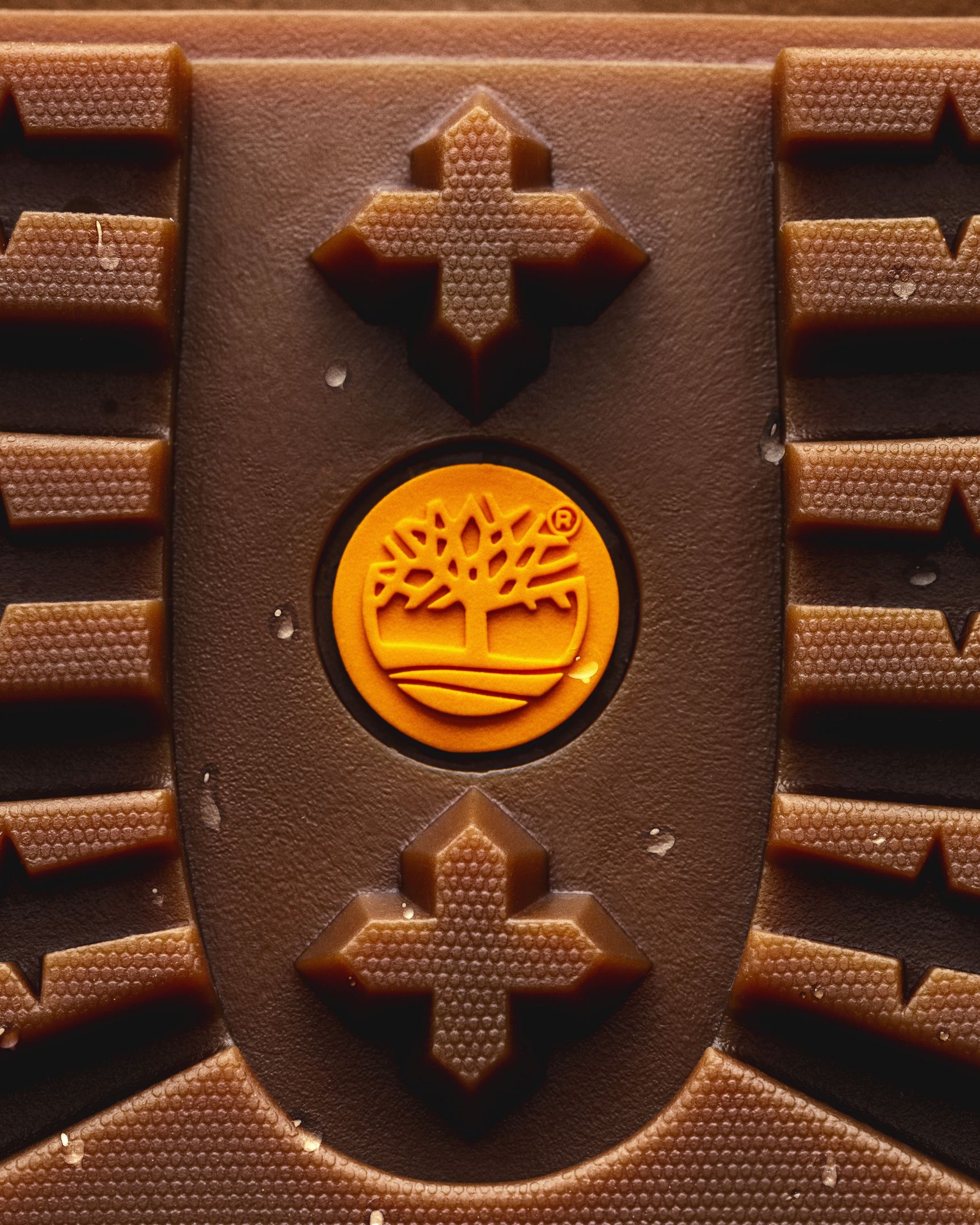 Sole of timberland boot with timberland logo
